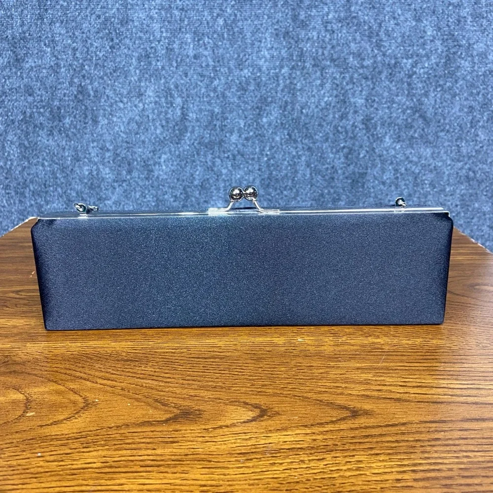 Bijoux Terner Elegant Black Evening Clutch Purse Silver Chain Strap‎ Formal